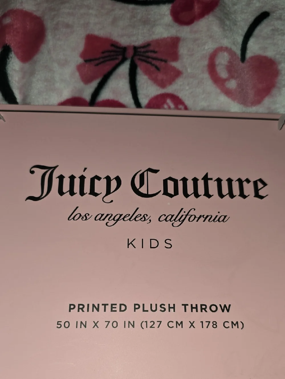 Juicy Couture Pink Cherry Plush Throw Blanket